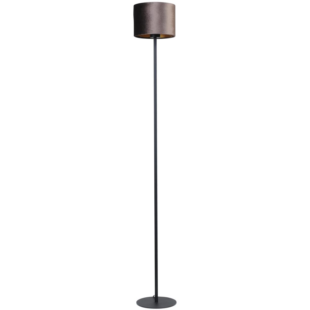 Schwarze Stehlampe Venus 150cm mit braunem Lampenschirm