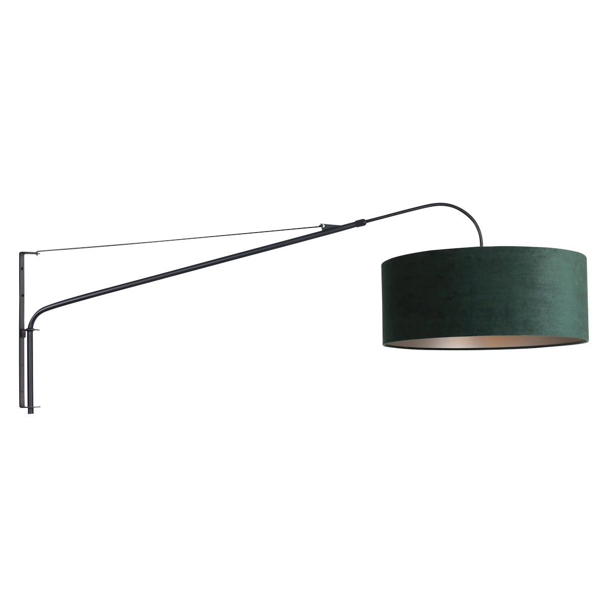 Wandlampe Elegant Classy 50 cm schwarz mit grünem Samtschirm Steinhauer 8712746146035