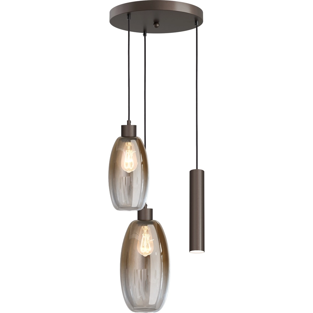 Vide Pendellampe Olive 2x Glas – 1x Lauf – Kakao – Ø35 cm