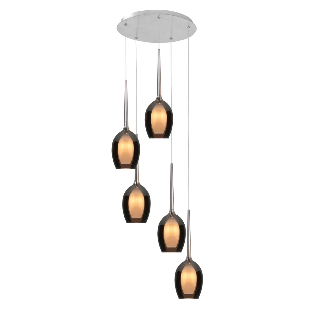 Pendelleuchte Belle Nickel rundes 5-flammiges Rauchglas Highlight 8718379036712