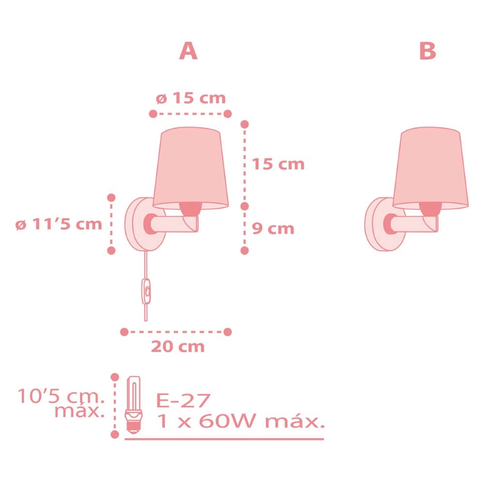 Kinderzimmer-Wandleuchte Star Light zartes Rosa Dalber 8420406001470
