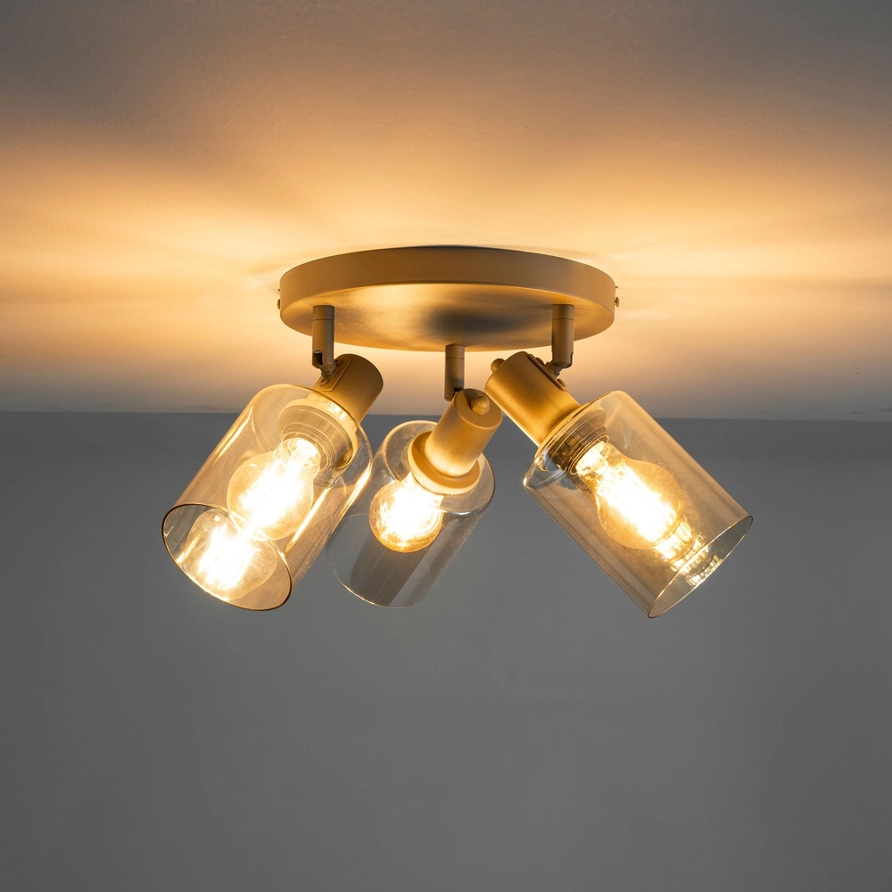 Runde Deckenlampe Sepiora 3-hell sandbraun