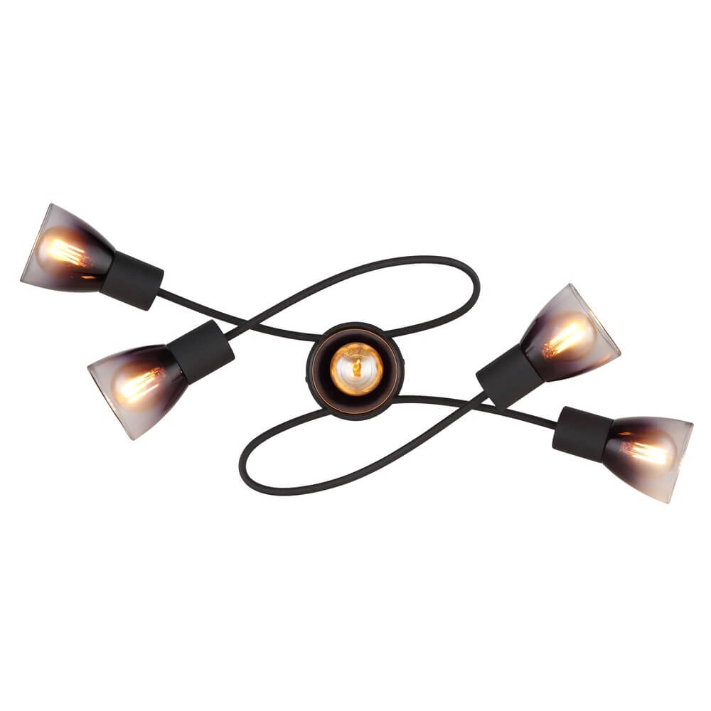 Schwarze Deckenleuchte Satella 5-leichte Locke Globo 9007371449934