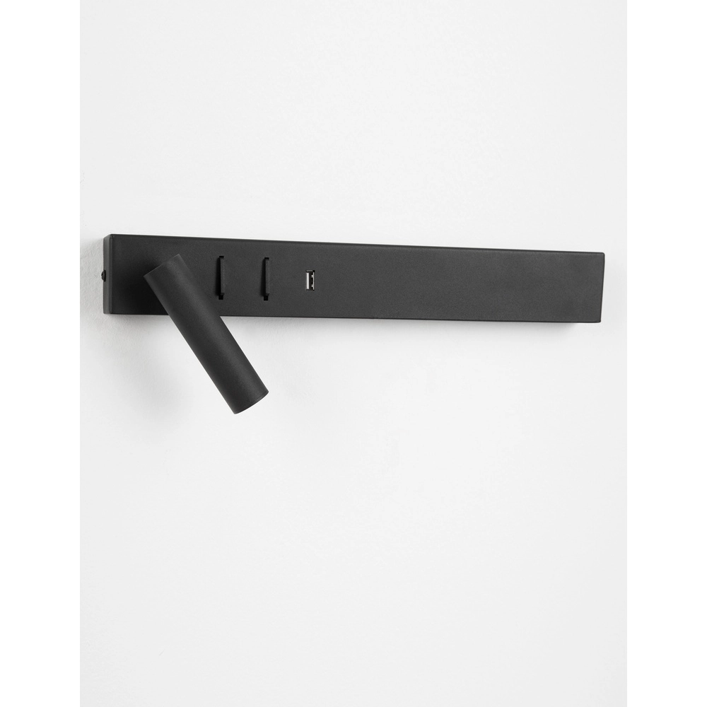 Nachttischlampe Vida Links schwarz mit USB Lyora 5212017427847