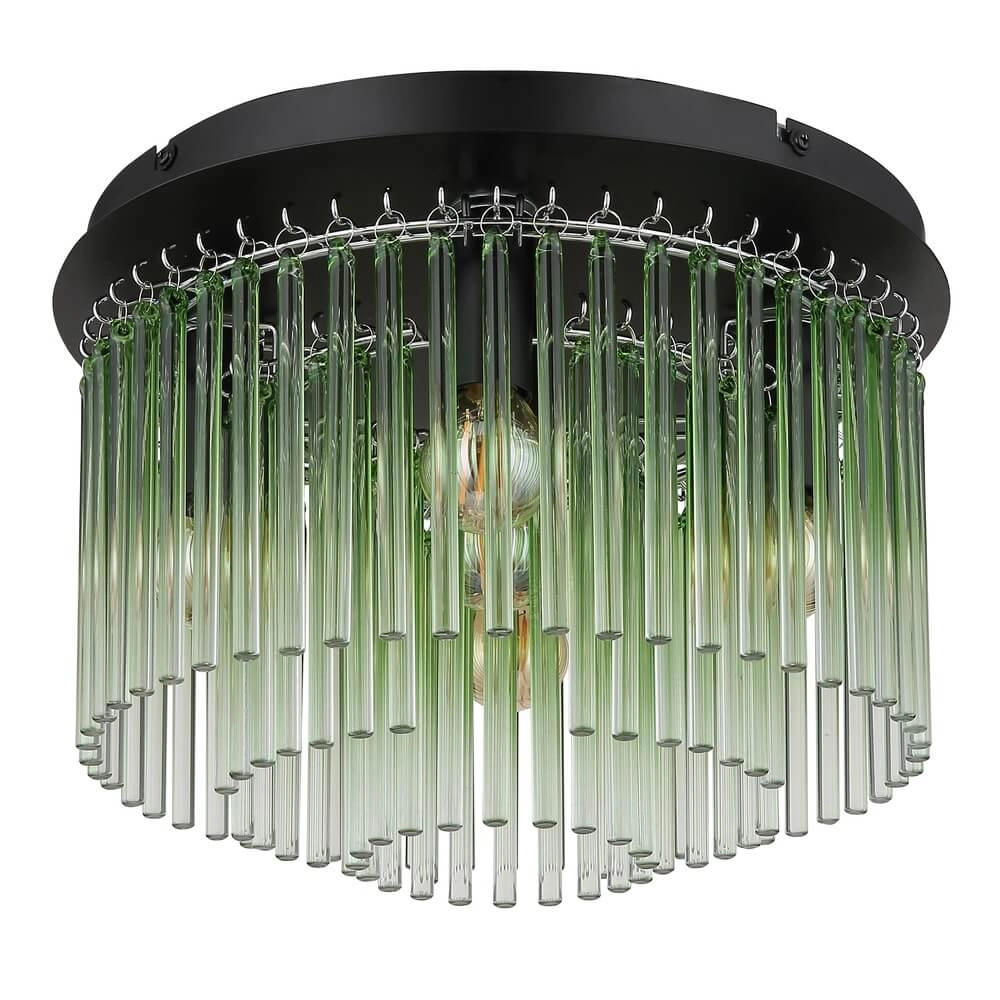 Schwarze Deckenleuchte Gorley mit grünem Glas Ø 32cm Globo 9007371468980