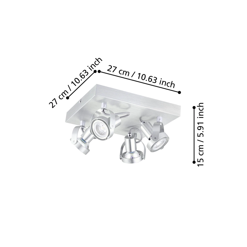 Quadratische Deckenlampe Novorio gebürstetes Metall Eglo 9002759946456