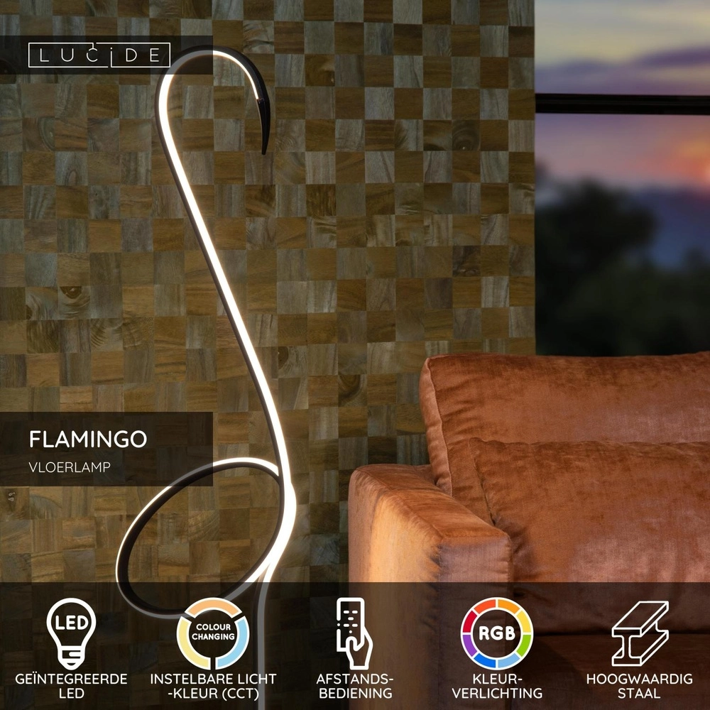 Stehlampe Flamingo Schwarz Lucide 5411212051547