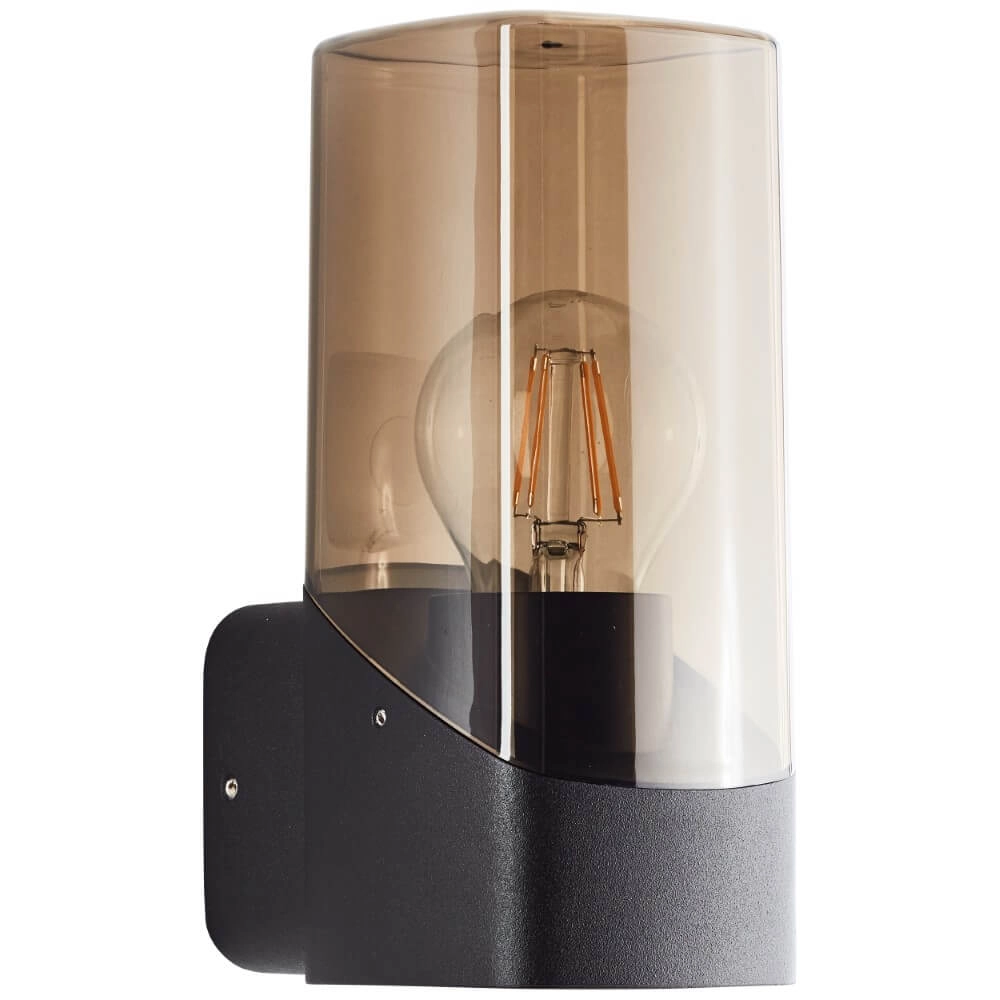 Schwarze Wandlampe Minou mit Rauchglas Brilliant 4004353435744