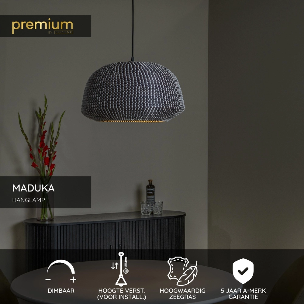 Seegras-Pendellampe Maduka Ø 47cm – schwarz Premium by Lucide 5411212106056