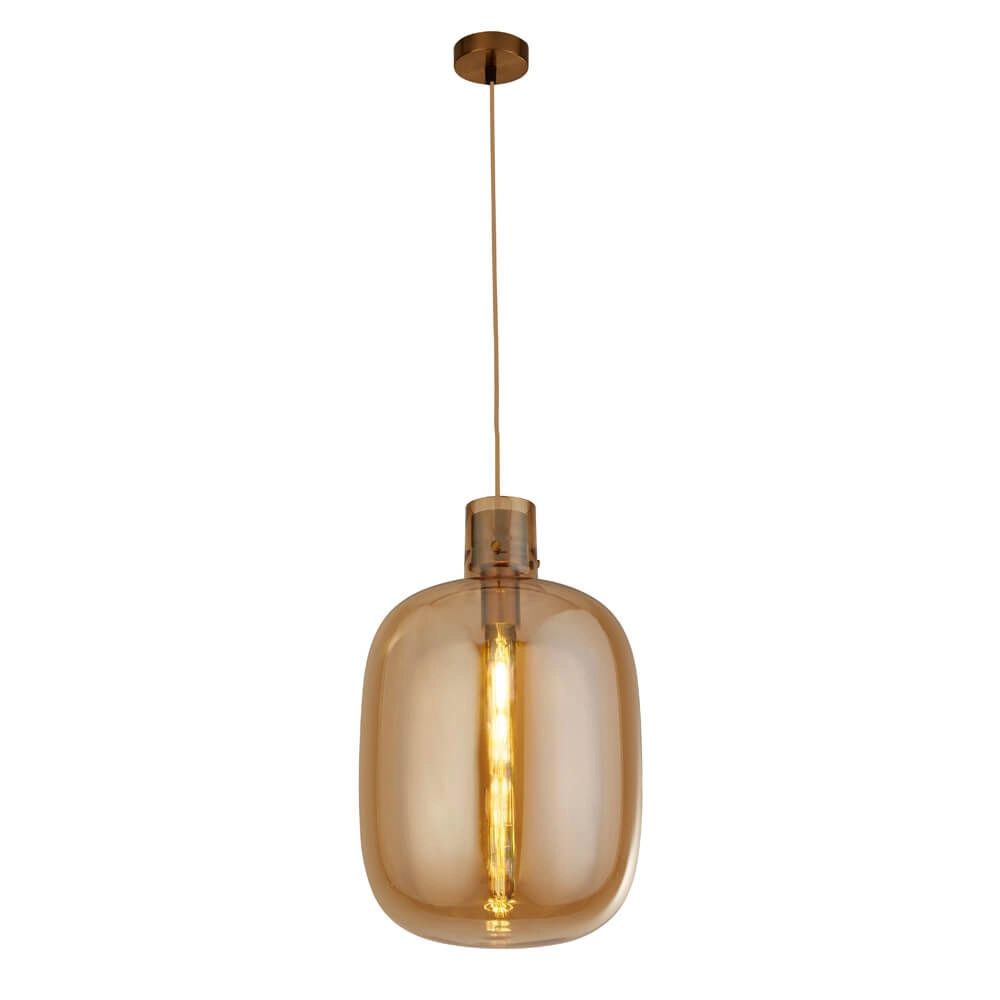 Hängelampe Glas Barrel rotes Kupfer mit bernsteinfarbenem Glas Searchlight 5053423188362
