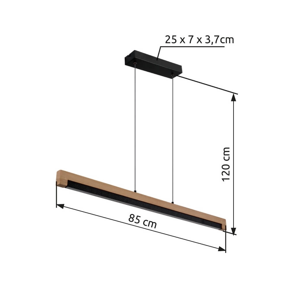 Design-Pendelleuchte Starla schwarz mit Holz 85cm Globo 9007371456291