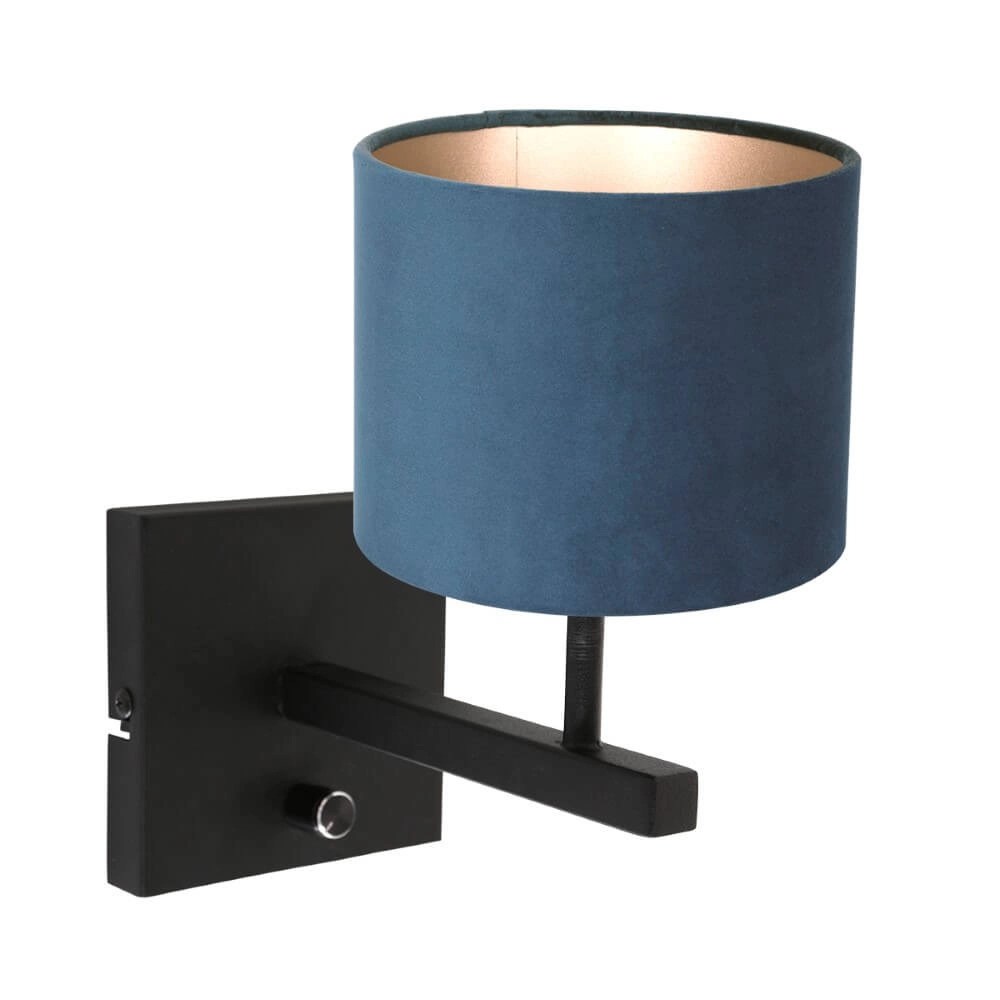Wandleuchte aus Samt Stang blau mit schwarz