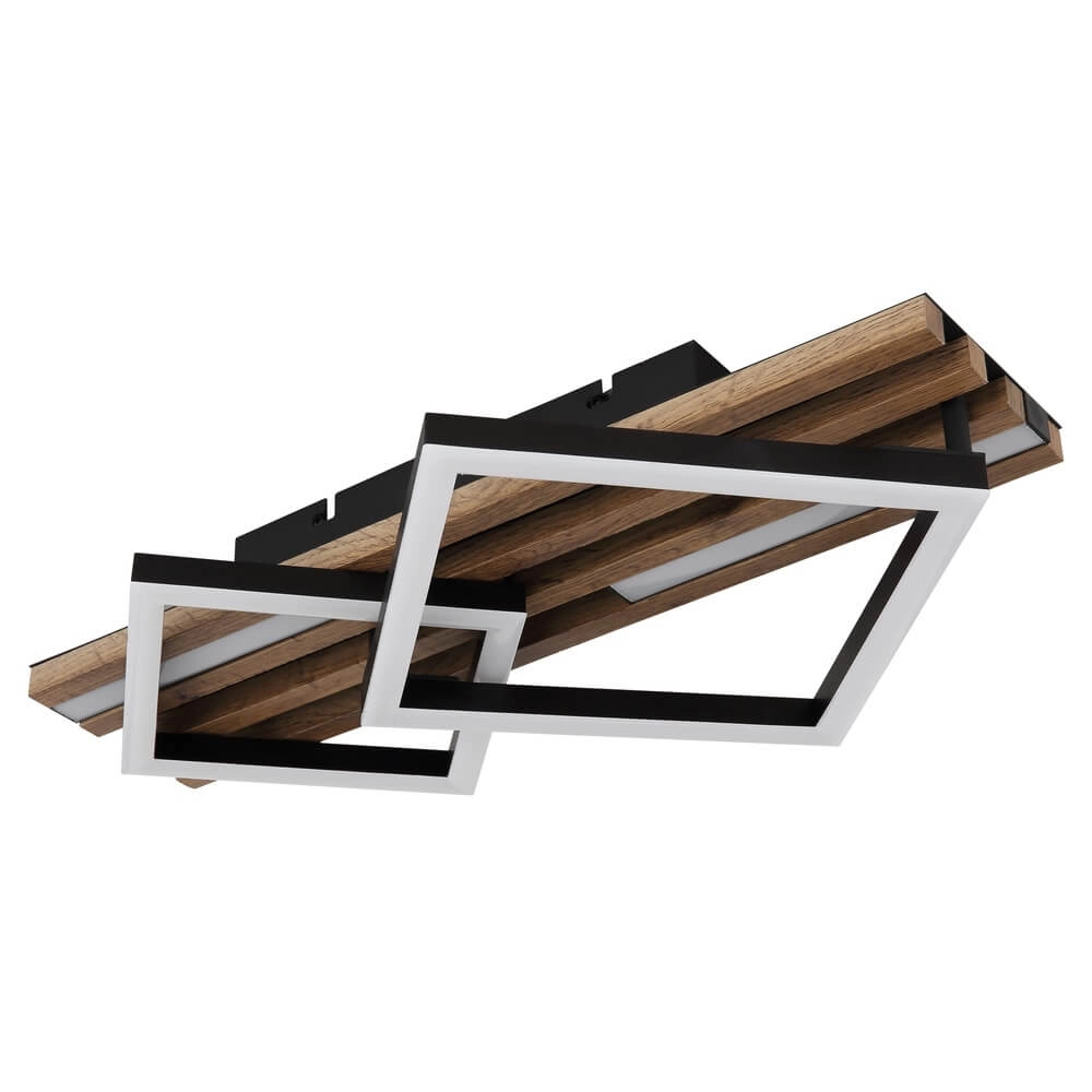 Deckenlampe Obrien schwarz mit Holz 2-hellste Globo 9007371512300