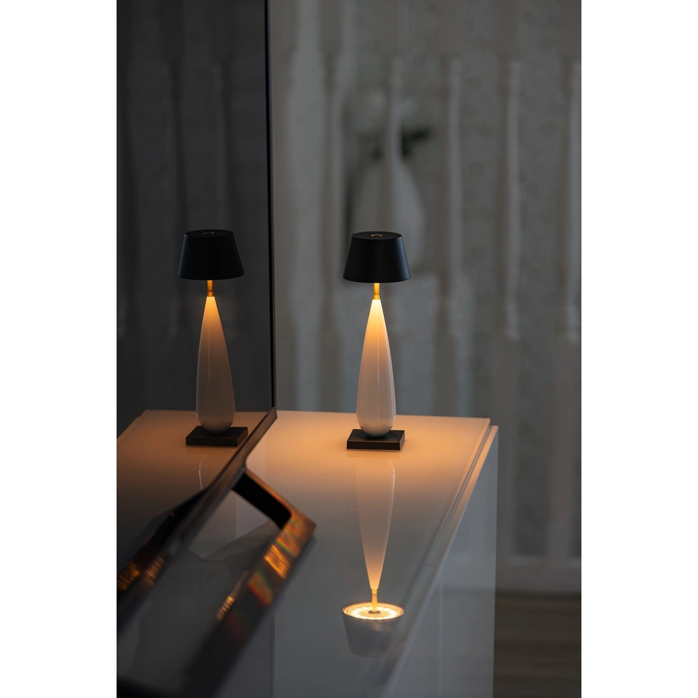 Wiederaufladbare Tischlampe Frejus Schwarz mit Keramik KonstSmide 7318300030348