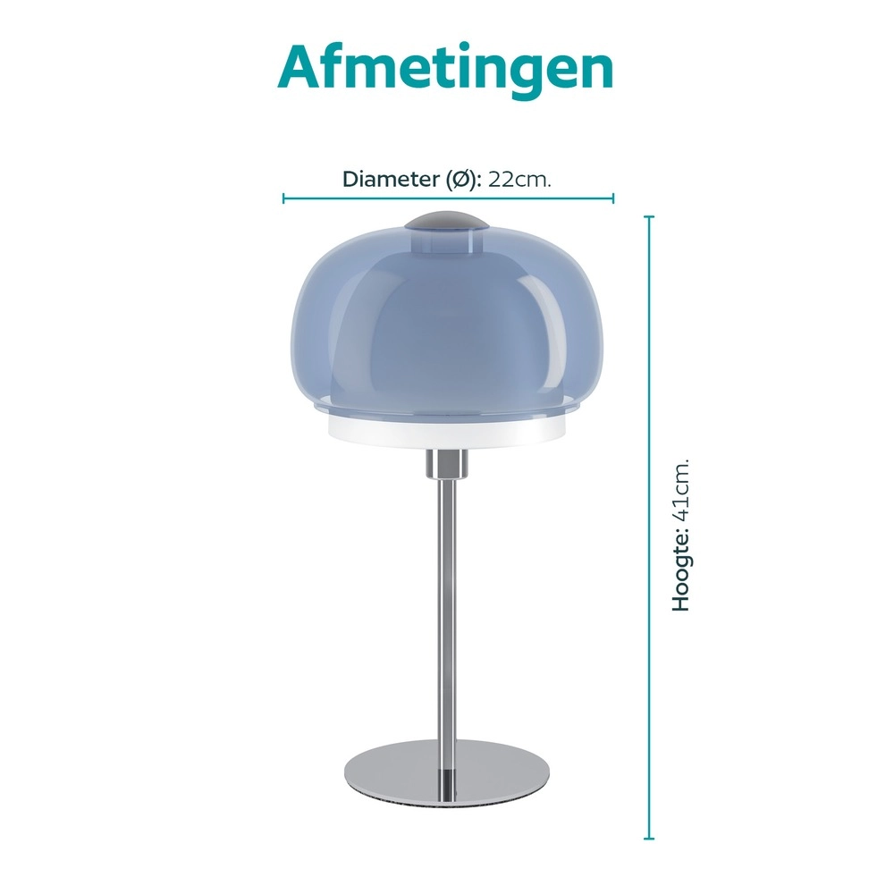 Design-Tischlampe Belomontejo Chrom mit Blau