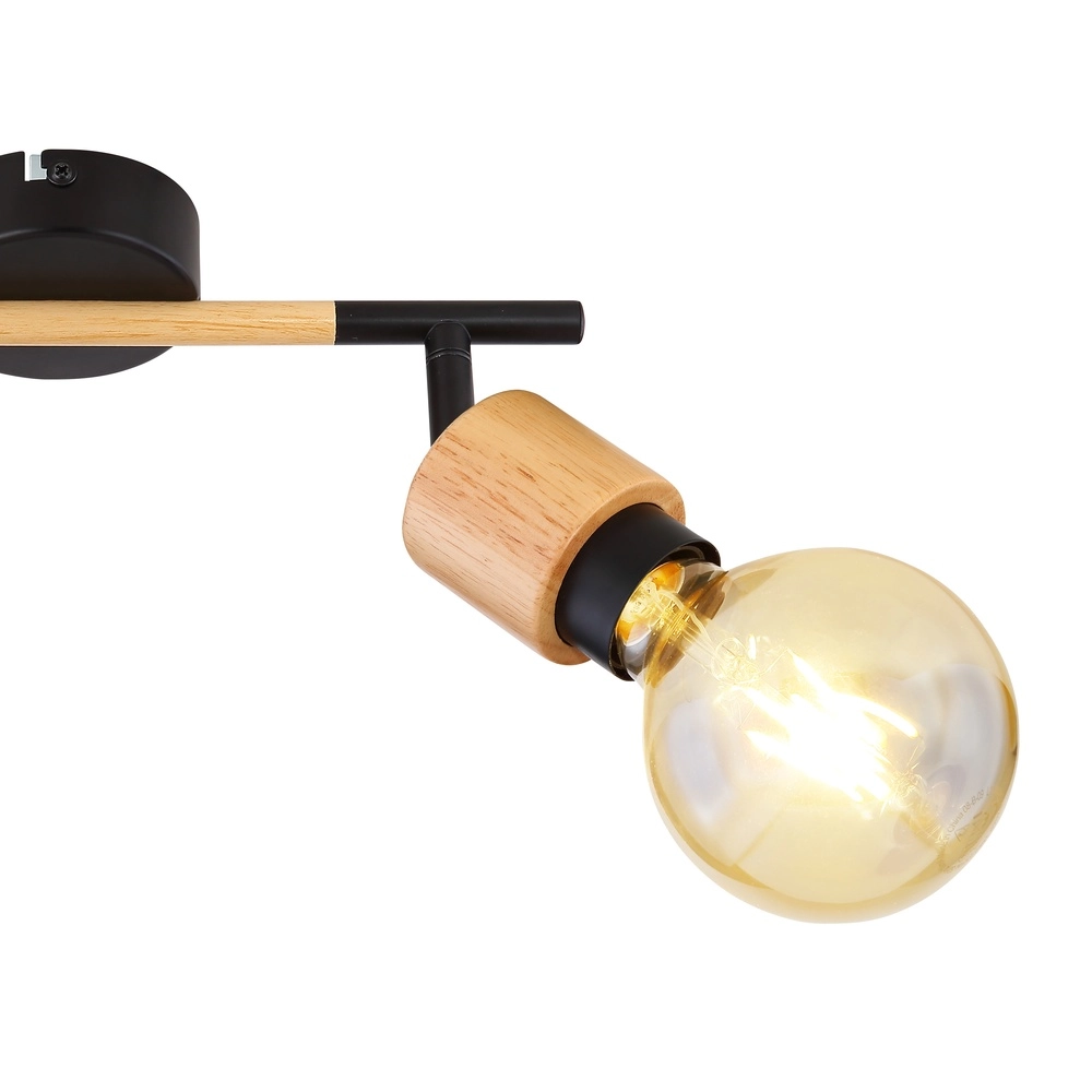 Deckenlampe Jorna 2-helliges Schwarz mit Holz Globo 9007371402281