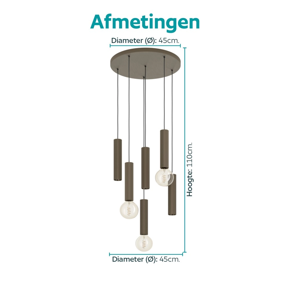 Design-Pendellampe Fariolo bronzene 6-Fenster Ø 48 cm