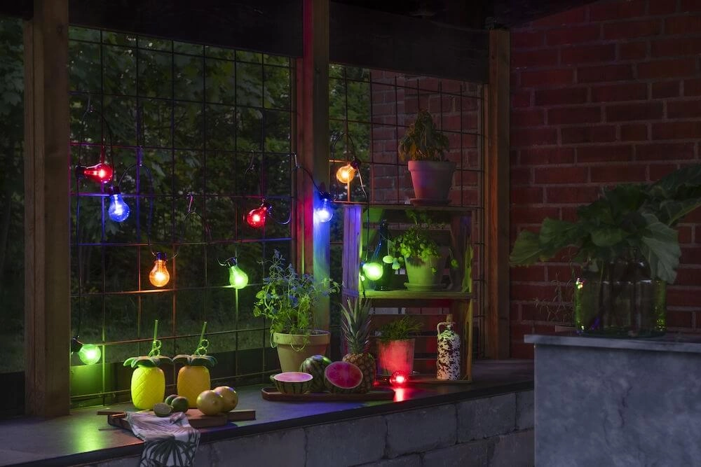 LED-Beleuchtung Partylight Lichtkabel mit 10 farbigen Lichtquellen KonstSmide 7318302396503