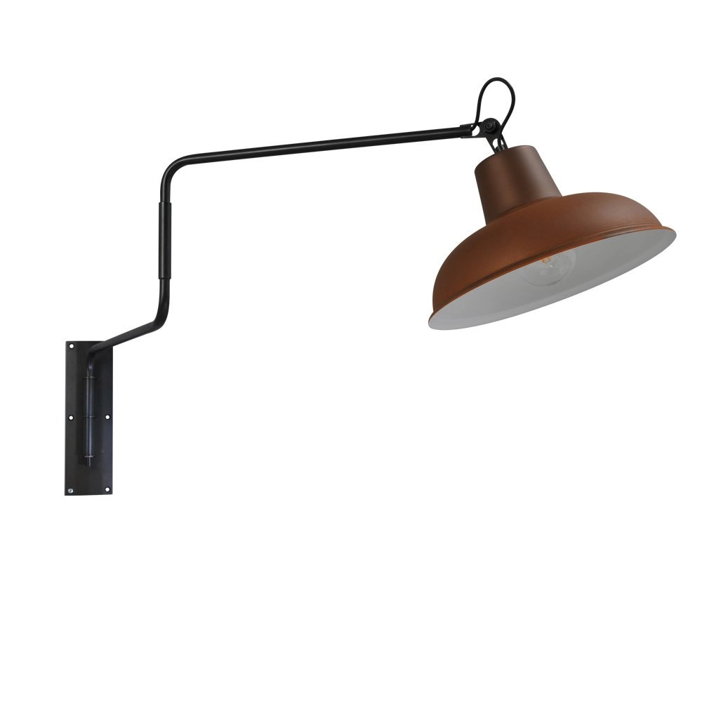 Wand-Leseleuchte Industria 123 cm rostbraun mit schwarz