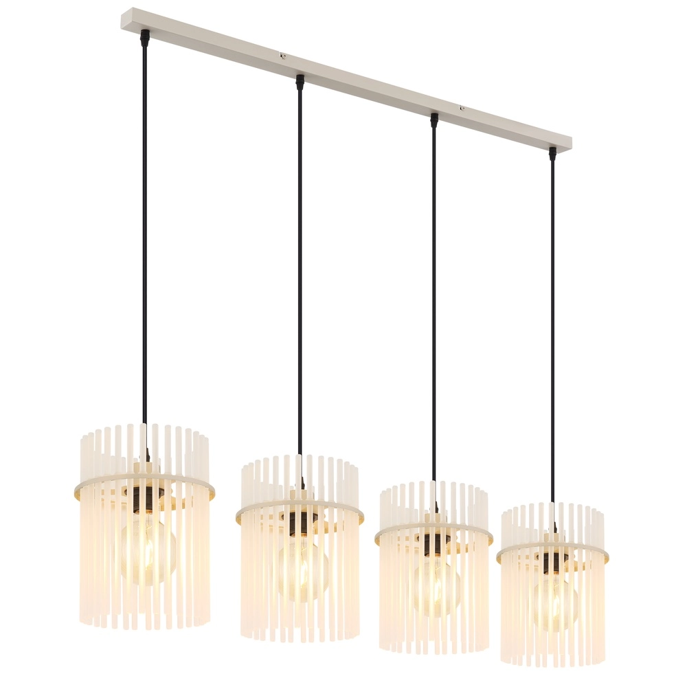 4-flammige Pendelleuchte Gorley sandbraun mit Glas