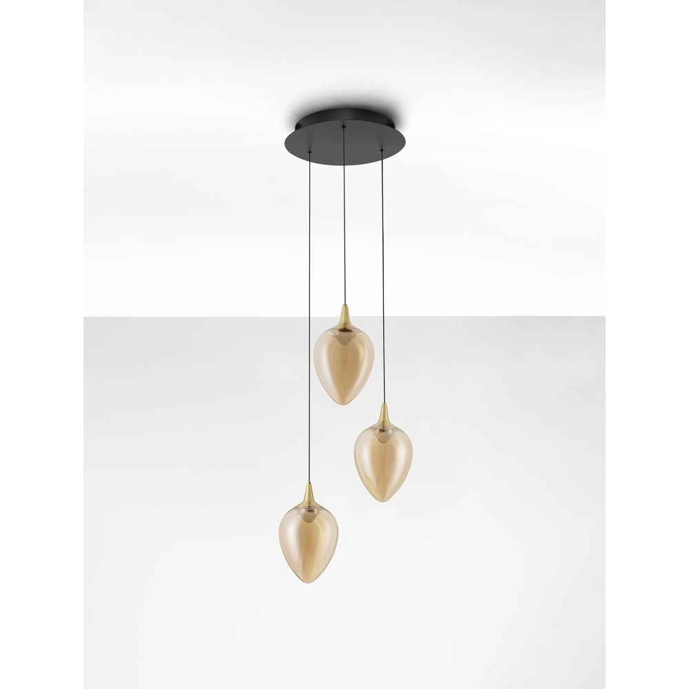 Pendelleuchte Nali 3-flammiges Braunglas Lyora 5212017477774