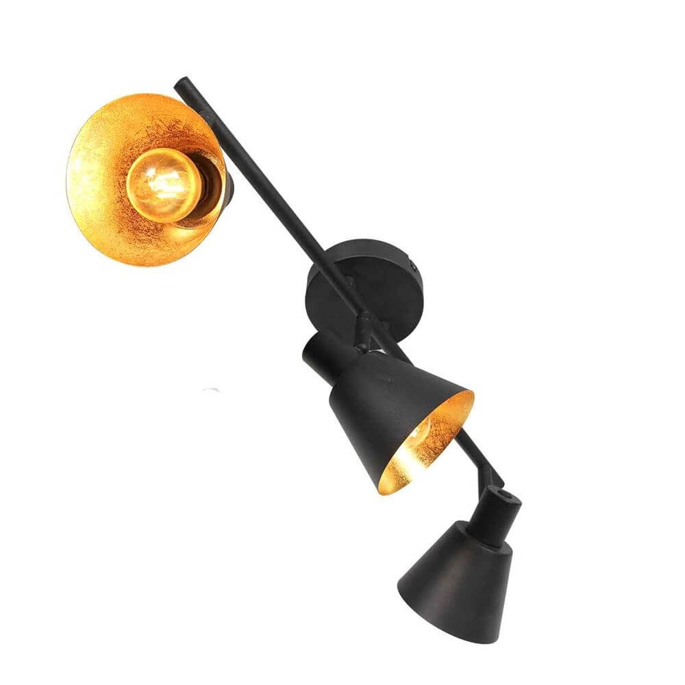 Deckenlampe Oeroe schwarz mit goldenen 3-flammig Steinhauer 8712746176346