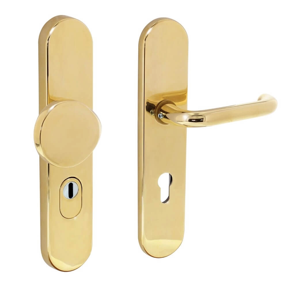 Haustürbeschläge Vurano PC72mm Kernzugschutz Messing unlackiert