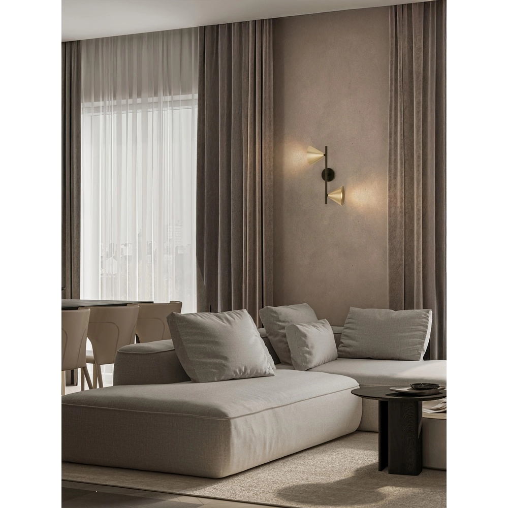 Wandleuchte Conico Doppelzimmer Schwarz mit Gold Lyora 5212017475398