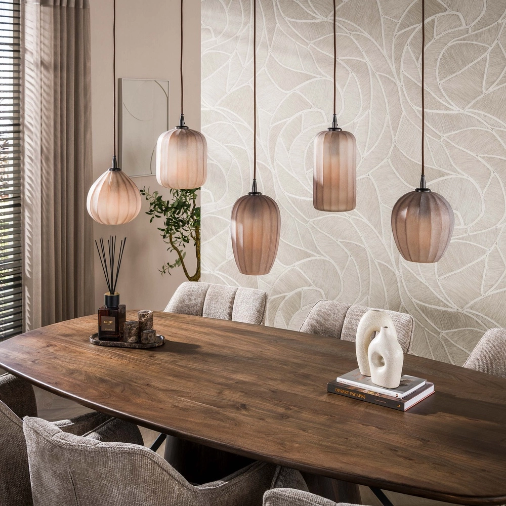 5-Licht Pendellampe Altura Sienabraun mit mattiertem Glas Lyora 8716803514867
