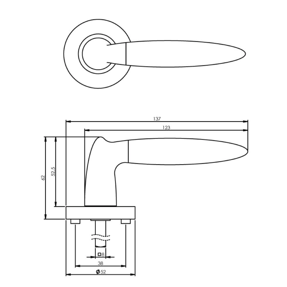 Türgriff für den ländlichen Raum Elen Chrom auf Rosette Intersteel 8714186149140