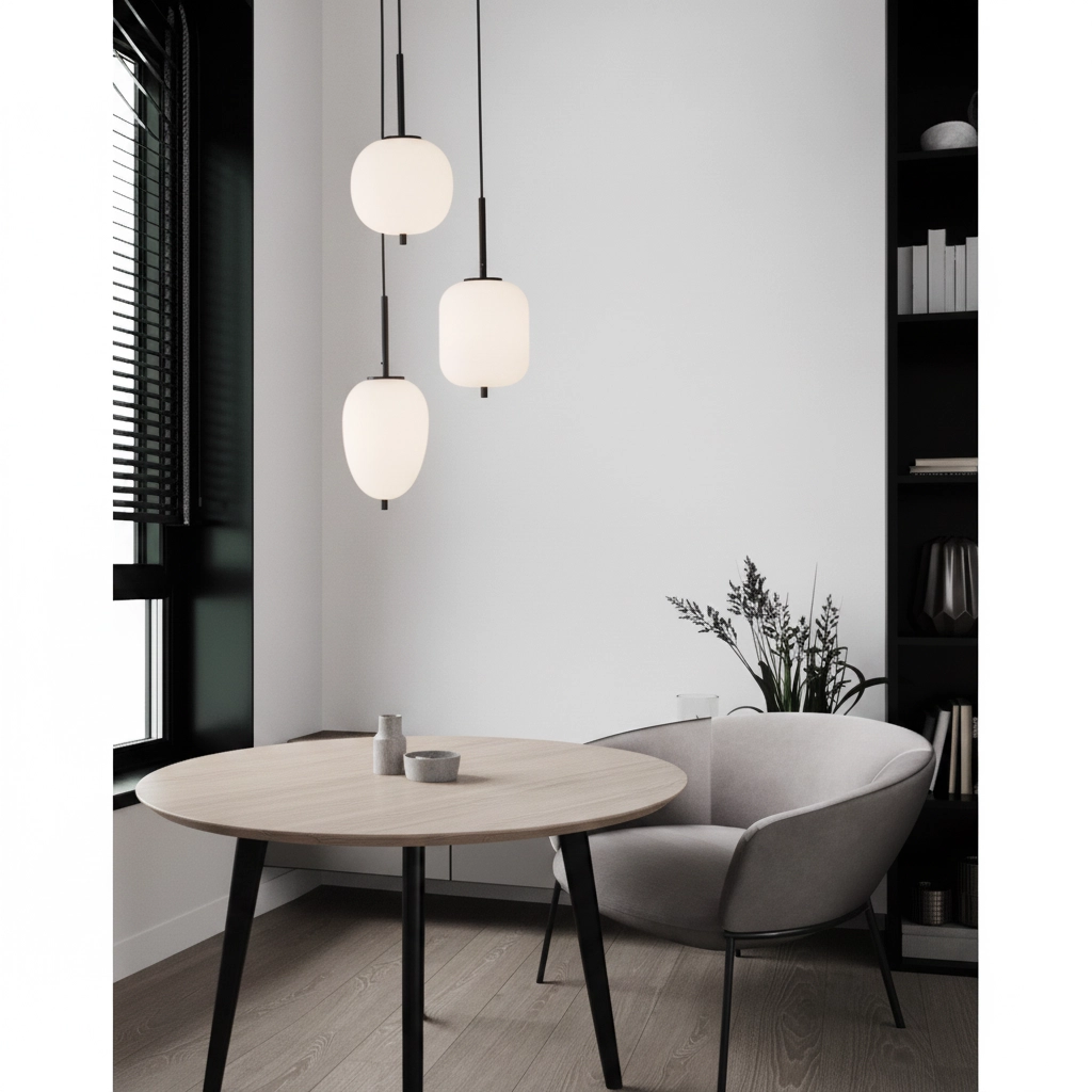 Pendellampe Lato 3-Licht Schwarz mit Weiß