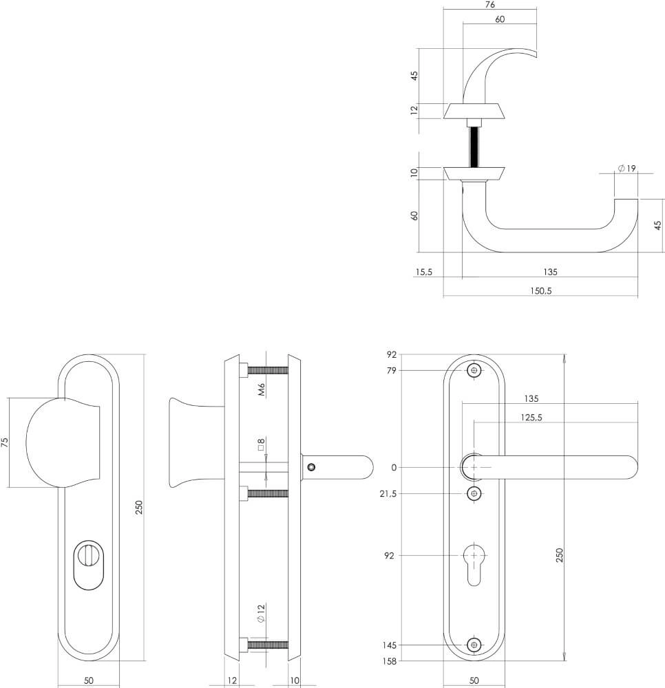 Haustürbeschläge Vurano PC 92mm Kernzugsicherung schwarz Intersteel 8714186405628