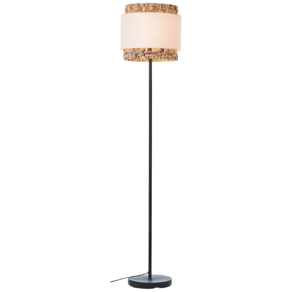 Stehlampe Waterlilly Rattan mit weißem Stoff Brilliant 4004353411960