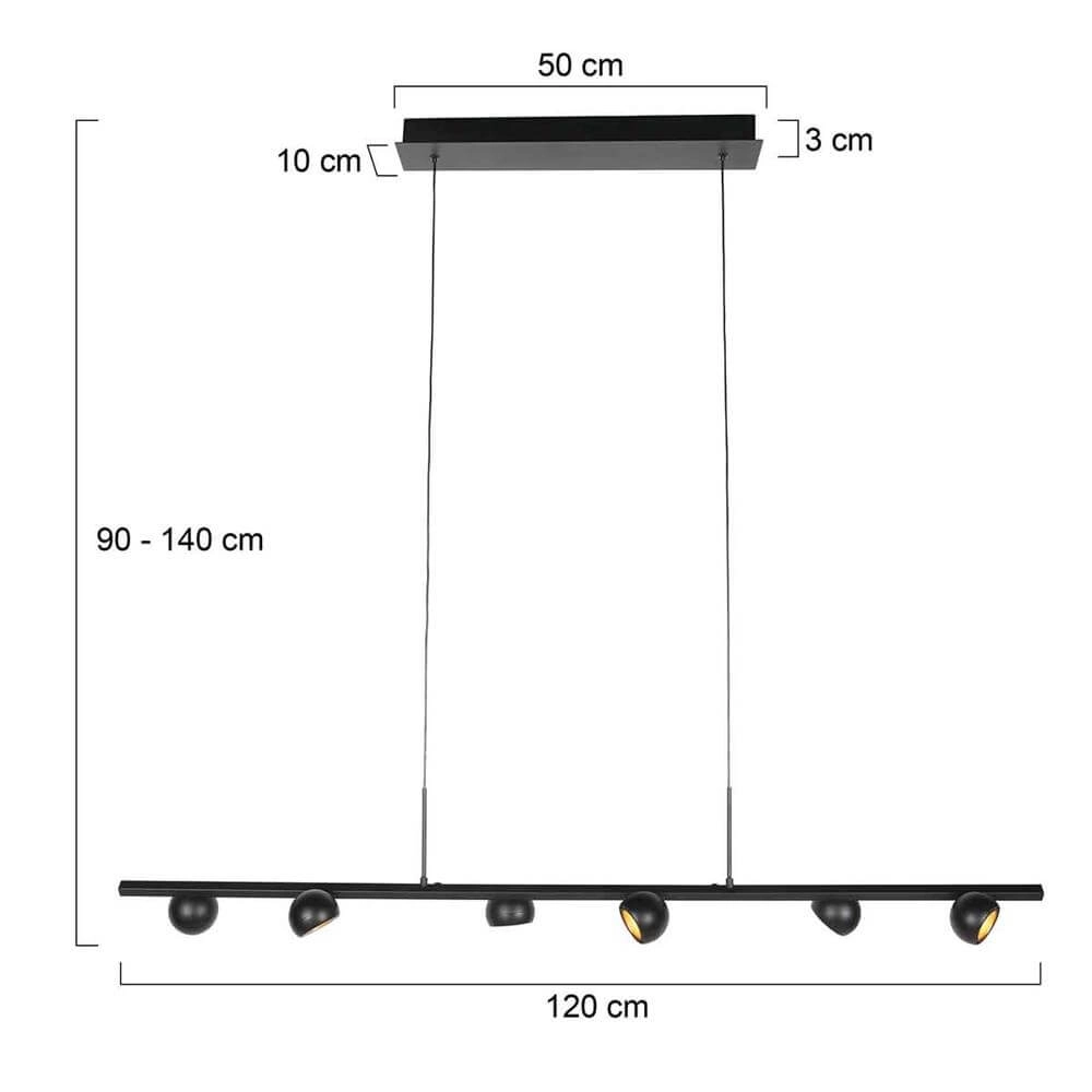 6-flammige Pendelleuchte Marcadore gerade schwarz Steinhauer 8712746176643