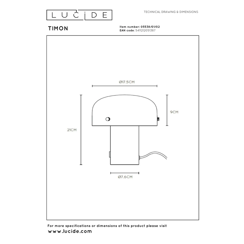 Tischlampe Timon 17,5 cm Gold Lucide 5411212051387