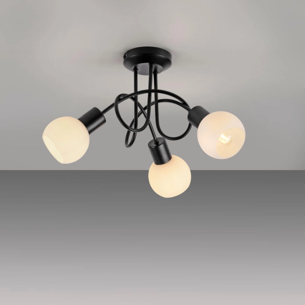Schwarze Deckenleuchte Loki 3-Licht-Locke Just Light 4043689000783