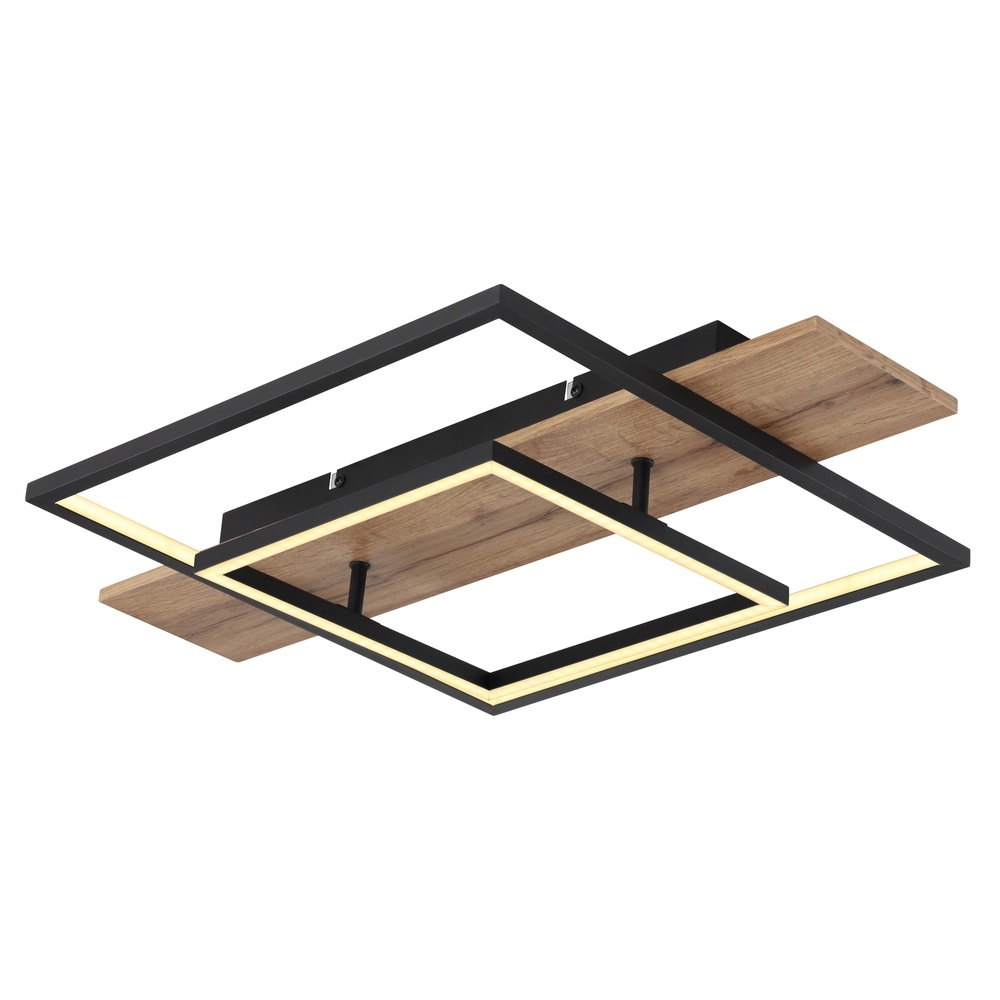 Design-Deckenlampe Vanni Schwarz mit Holz, Look 60 cm