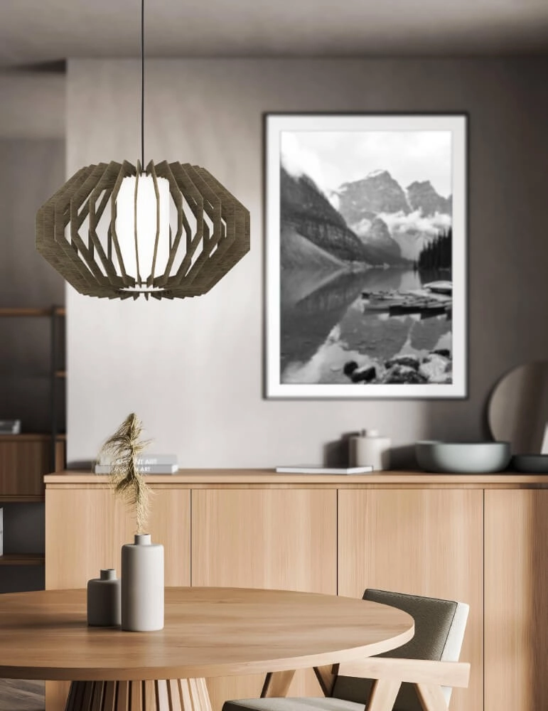 Moderne Hängelampe Rusticaria aus Holz gemacht Eglo 9008606240043