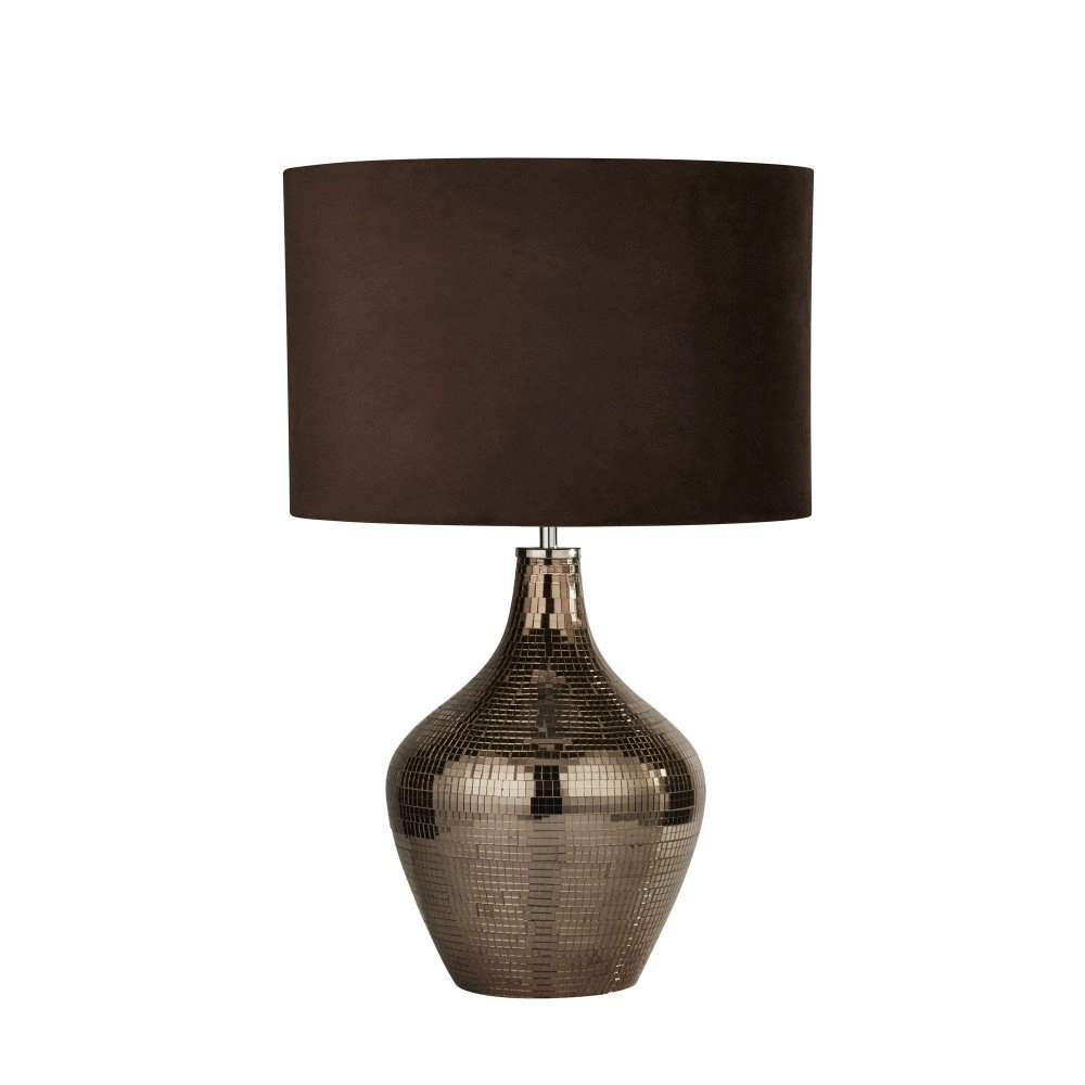 Ländliche Tischlampe Table 30cm Mosaik mit Braun Searchlight 5053423161341