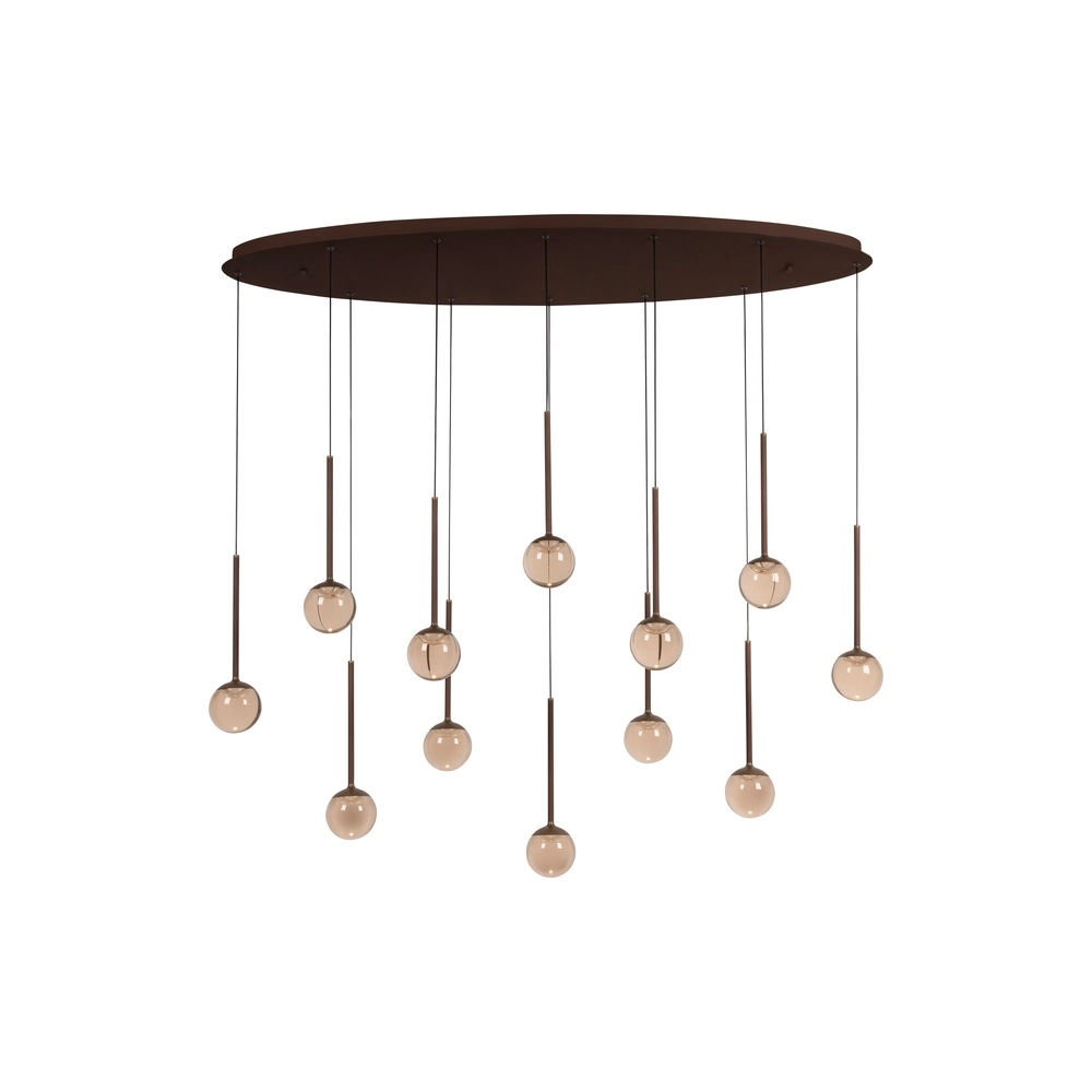 Ovale Pendellampe Calina 12-Licht mit bernsteinfarbenen Kugeln Premium by Lucide 5411212242068