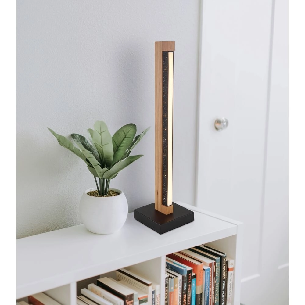 Design-Tischleuchte Starla schwarz mit Holz 48cm Globo 9007371459292