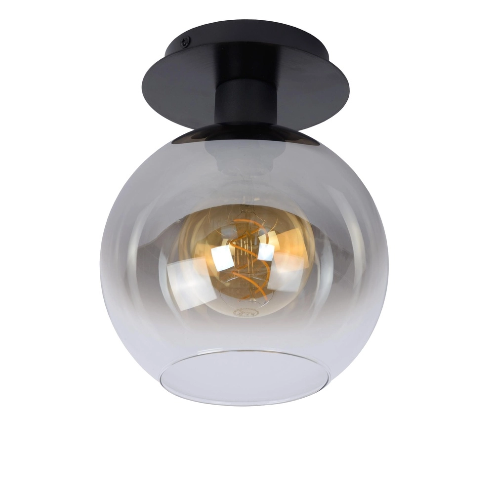 Deckenlampe Marius Schwarz mit Rauchglas