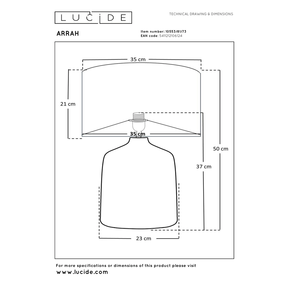 Tischlampe Arrah Ø 35 cm – Seegras mit schwarzer Kappe Premium by Lucide 5411212106124