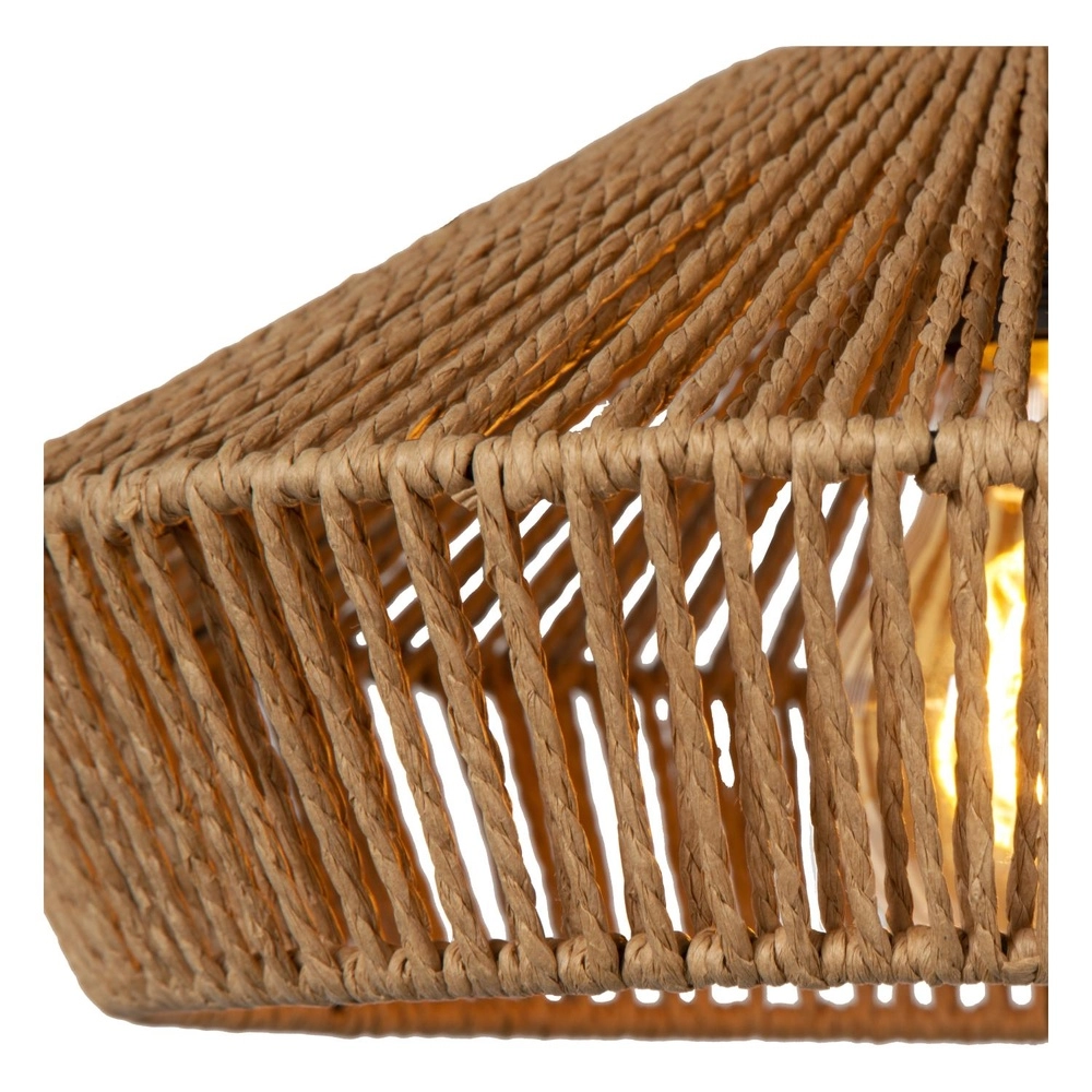 Pendellampe Yunkai Ø 60 cm schwarz mit Rattan Lucide 5411212105714