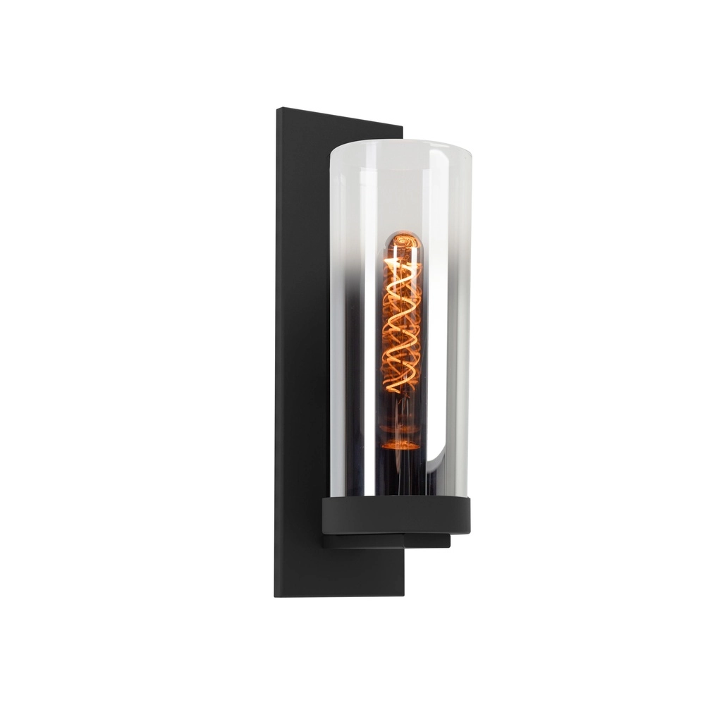 Schwarze Wandlampe Toothill mit Rauchglas