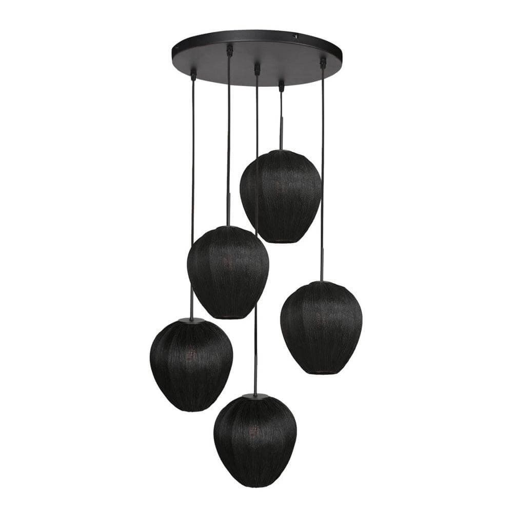 5-flammige Pendelleuchte HaloSwap runde schwarze und schwarze Kappen Steinhauer 8712746179637