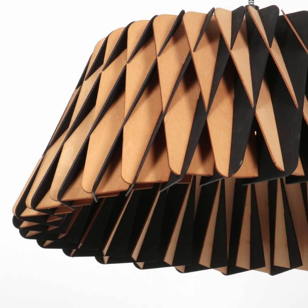 Schwarze Hängelampe aus Holz Maze Ø 46cm Steinhauer 8712746166293