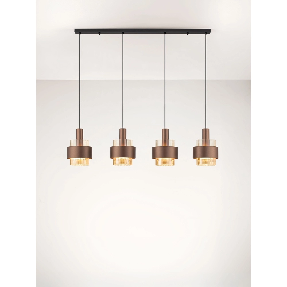 Moderne Pendellampe Serena 4-helles Kaffeebraun Lyora 5212063501157