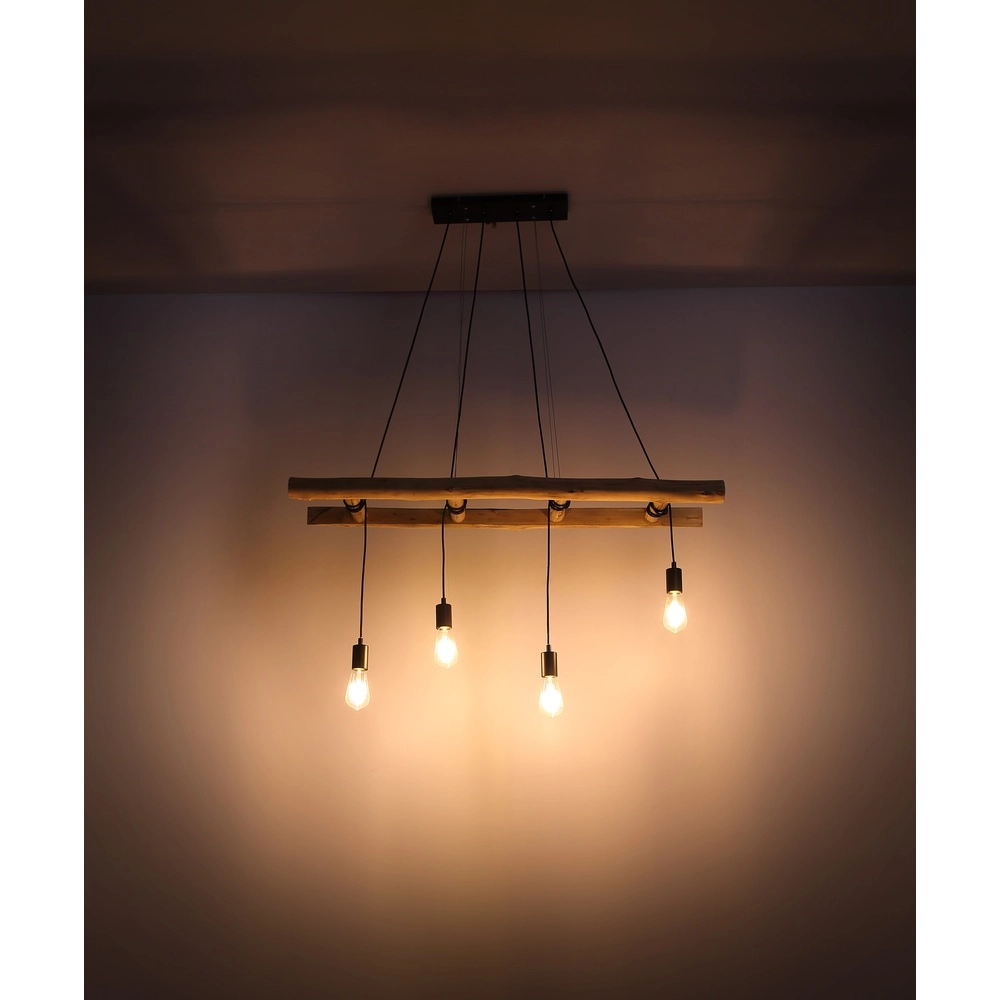 4-Licht Pendellampe Irmgard Holz 190 cm Globo 9007371398577
