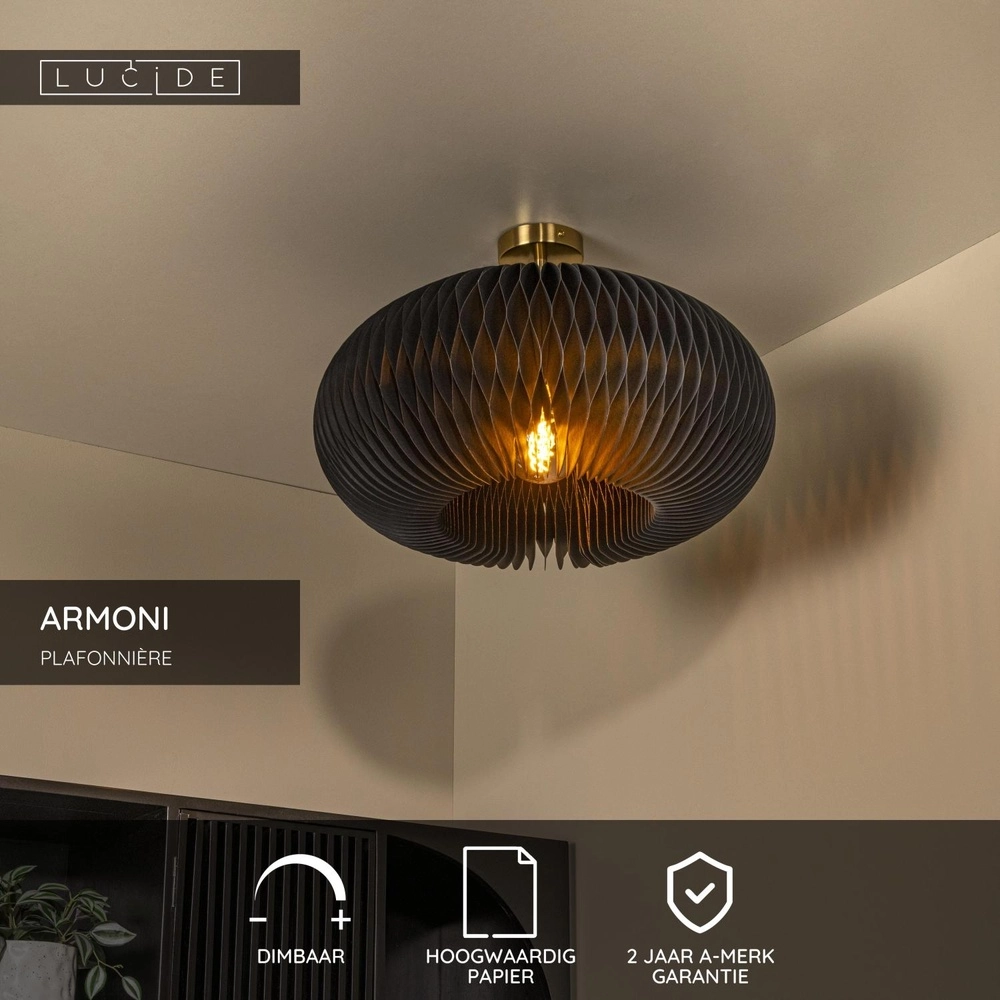 Deckenlicht Armoni Ø 52 cm schwarz Lucide 5411212420978